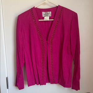 karin stevens Bright Magenta Decorative-Trim Cardigan